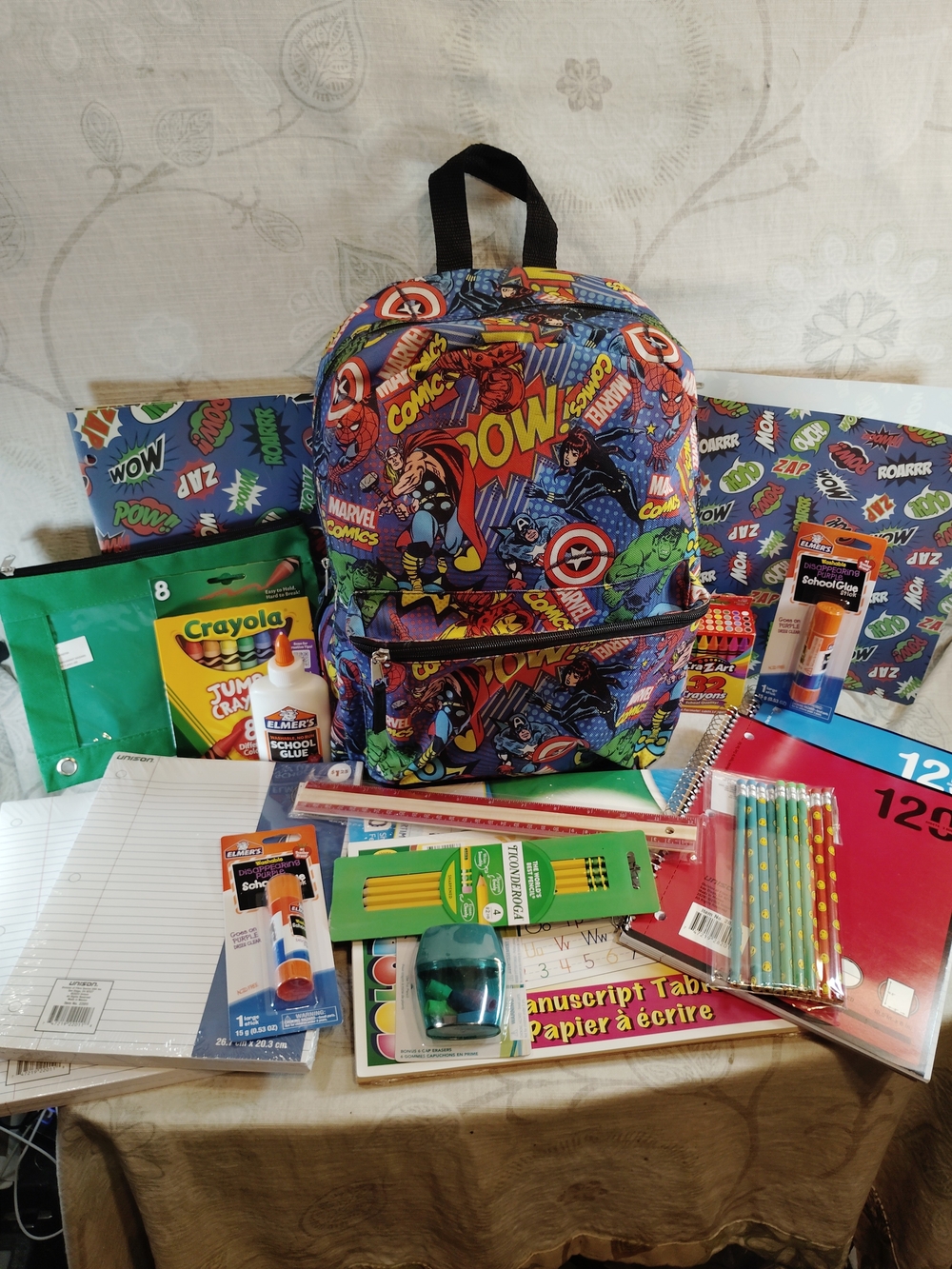 Marvel  Superheroes Multicolor Backpack & School Supplies